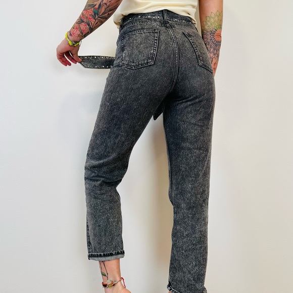 Sandro Paris Acid Wash Denim High-Rise Tapered Jeans - Picture 3 of 9